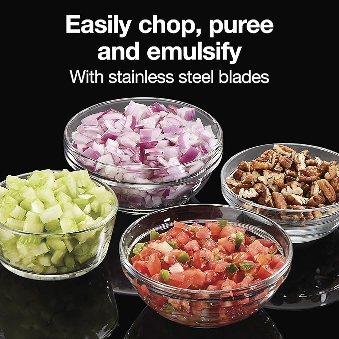 Proctor Silex Durable Electric Vegetable Chopper & Mini Food Processor with 2 Speeds for Chopping, Puree & Emulsify, 3.5 Cups, Silver