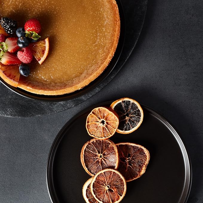 Stone Lain Celina Stoneware 16 Piece Dinnerware Set, Plates and Bowls, Black Matte Dish, Service for 4 – Minimalist Round Style, Microwave & Dishwasher Safe