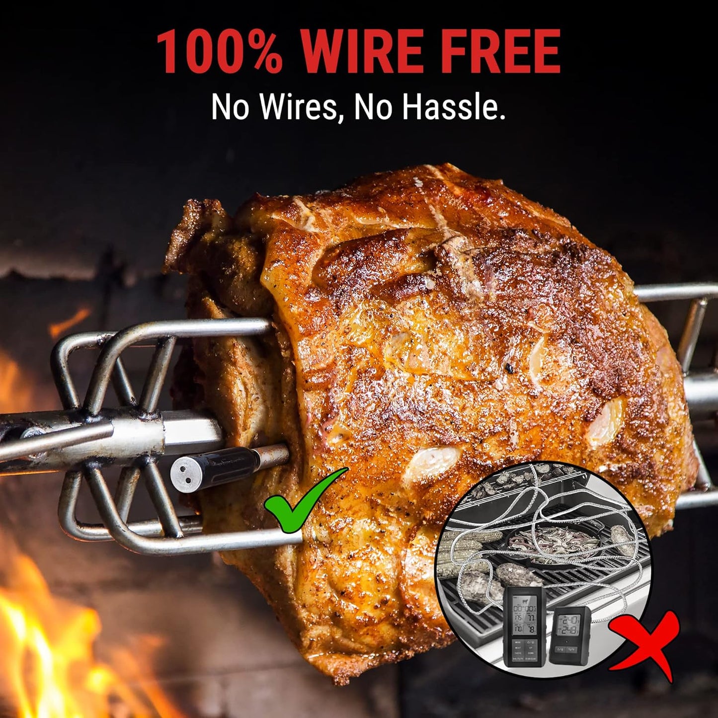 ThermoPro TempSpike Wireless Meat Thermometer for Grilling and Smoking, 500ft Bluetooth Meat Thermometer with Wireless Probe, Ideal for Sous Vide Smoker Rotisserie BBQ Oven Smoker