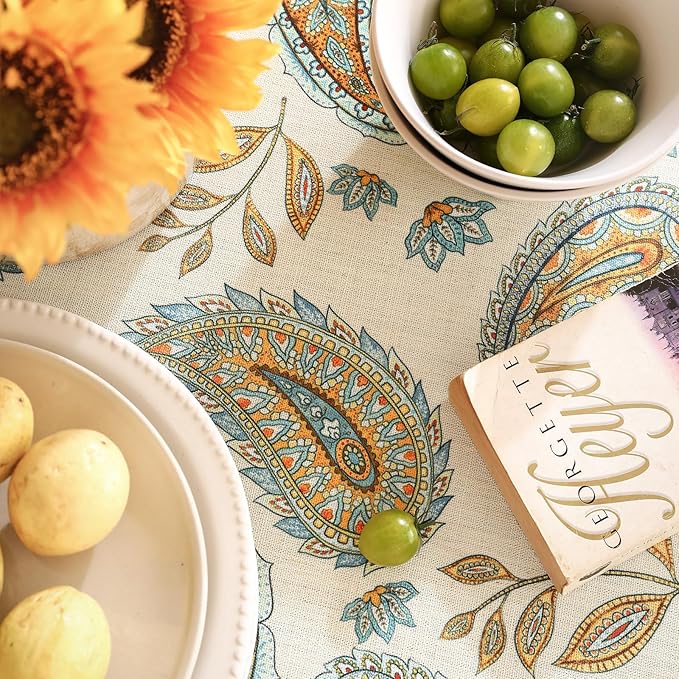 patdrea Designer Vintage French Small Table Cloth for Round Table,Italian Floral Tablecloth,Home Cover Fall Dacorative for Kitchen,Dining,Christmas,Thanksgiving,Tea Party,Diameter 55"-Lysaniya