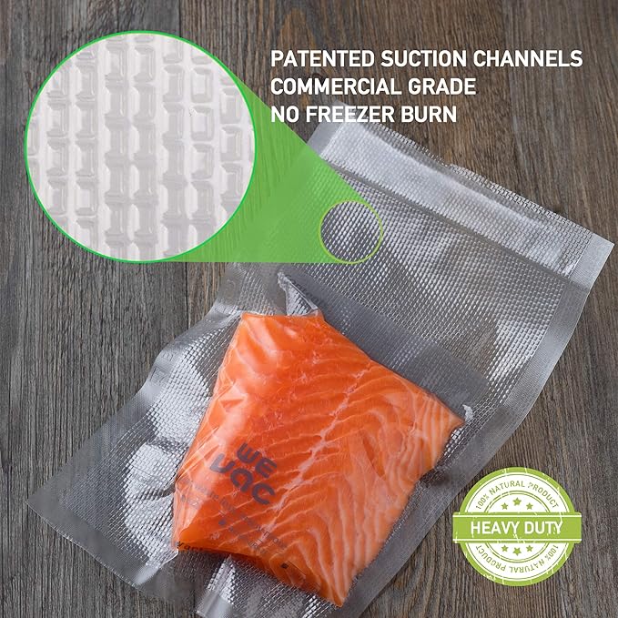Wevac Vacuum Sealer Bags 100 Pint 6x10 Inch for Food Saver, Seal a Meal, Weston. Commercial Grade, BPA Free, Heavy Duty, Great for vac storage, Meal Prep or sous vide