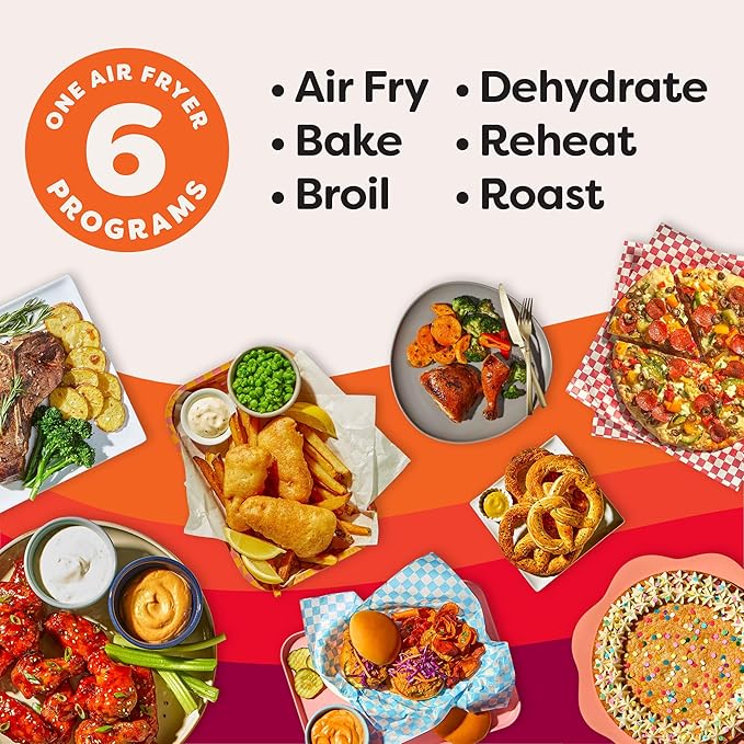 Instant Pot 4Qt Vortex 6-in-1 Mini Air Fryer, Custom Program Options, Air Fry, Broil, Roast, Dehydrate, Bake, Reheat, Black, 4 Quarts