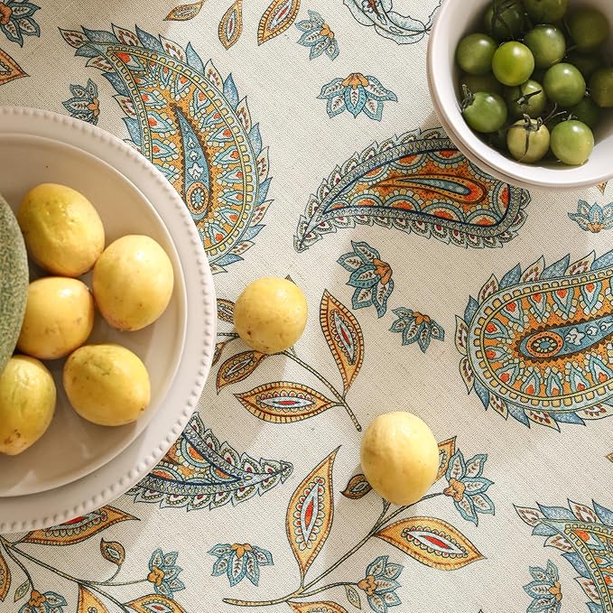 patdrea Designer Vintage French Rectangle Table Cloth,Italian Floral Wrinkle Free Farmhouse Tablecloth,Decor Table Cover for Kitchen Dining,Christmas,Tea Party,Thanksgiving,55"x71"-Lysaniya