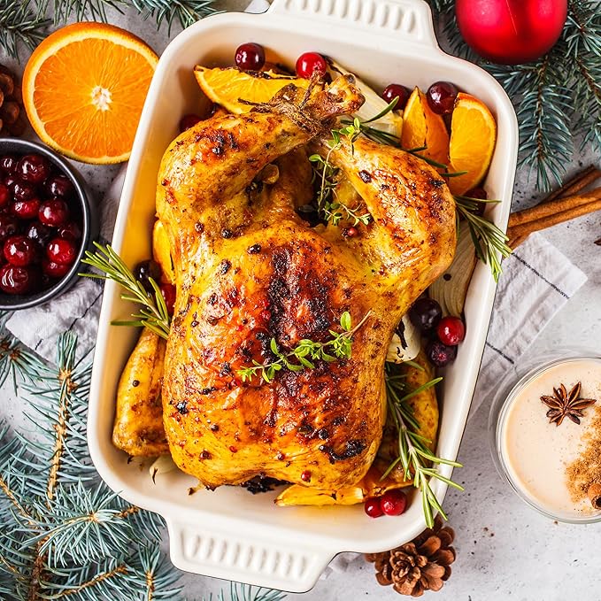 Sunvivi Roaster Oven with Self-Basting Lid,18 Quart Electric Roaster with Removable Pan & Rack,150-450°F Full-Range Temperature Control with Defrost/Warm Function,Stainless Steel,White