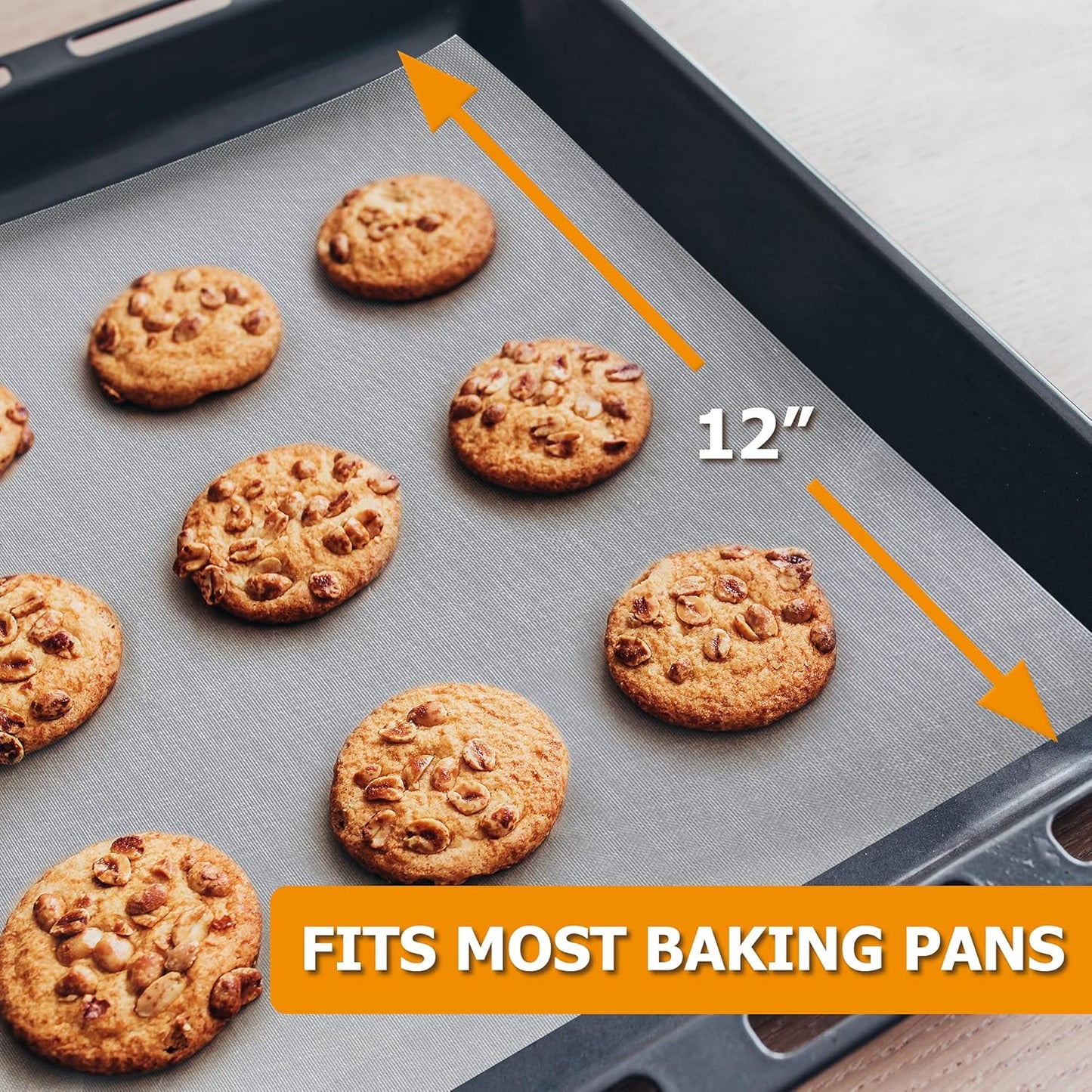 Silicone Baking Mat Roll - Best German Silicone - Non-slip Silicone Pastry Mat, Non-Stick Reusable Air Fryer Linner, Counter Mat, Oven Liner, Freeze Dryer Mat - 12IN x 8FT